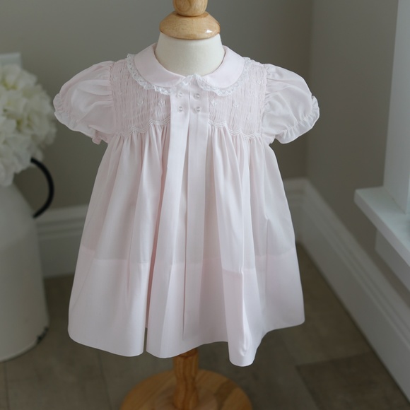 Pink Dress Smocked Heirloom Feltman Brothers Vintage Lace Collar 6 Months NWT - Picture 5 of 6